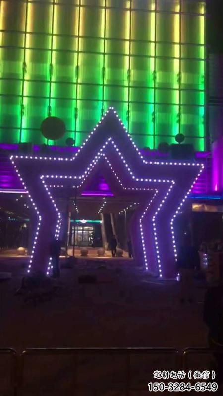 五角星門頭雕塑，燈光不銹鋼門頭雕塑