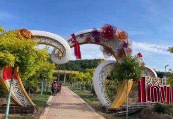 心形大門雕塑，創意設計，戶外不銹鋼拱門雕塑