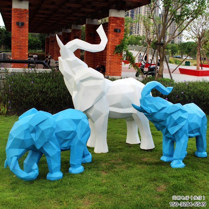 切面大象雕塑擺件供需，動(dòng)物制作，幾何大象雕塑廠家