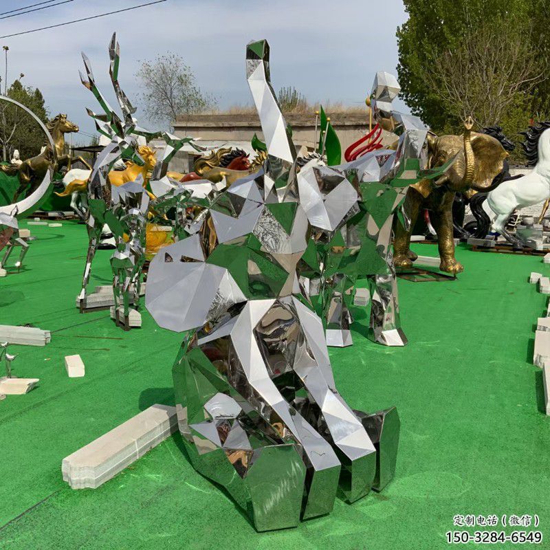 景區(qū)大象雕塑通用，陸地?cái)[件，各類鏡面大象雕塑點(diǎn)擊