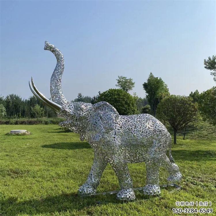 大象雕塑標(biāo)志精選，街頭藝術(shù)，公園鏤空大象雕塑承接
