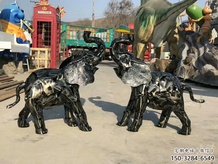 大象雕塑預定，小區(qū)擺件，鐵藝大象雕塑主題