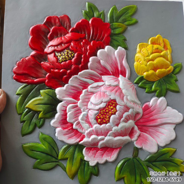 牡丹花浮雕廠家，花卉主題，鑄銅花卉浮雕制作
