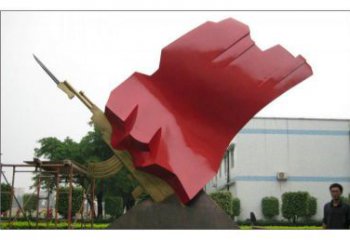 校園紅旗雕塑，拉絲黨建雕塑，抽象主題