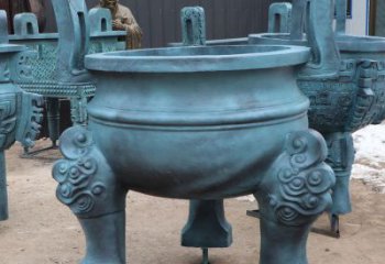 祥云圖圓鼎銅雕塑