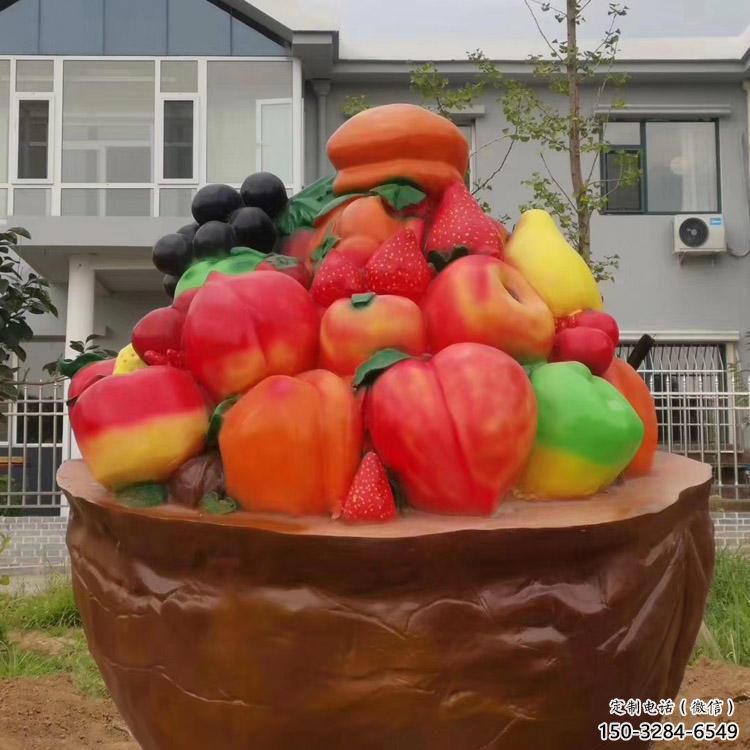 景觀果籃雕塑造型供需，廣場雕塑，玻璃鋼果籃雕塑選用