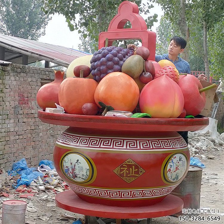 景觀果籃雕塑擺件優選，陸地擺件，園林藝術不銹鋼果籃雕塑供應