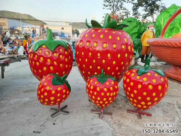 果籃雕塑選用，街道標(biāo)識，園林草莓果籃雕塑批發(fā)