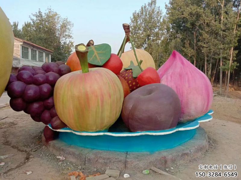 果籃雕塑定制，歐式風格，仿真果籃雕塑供給