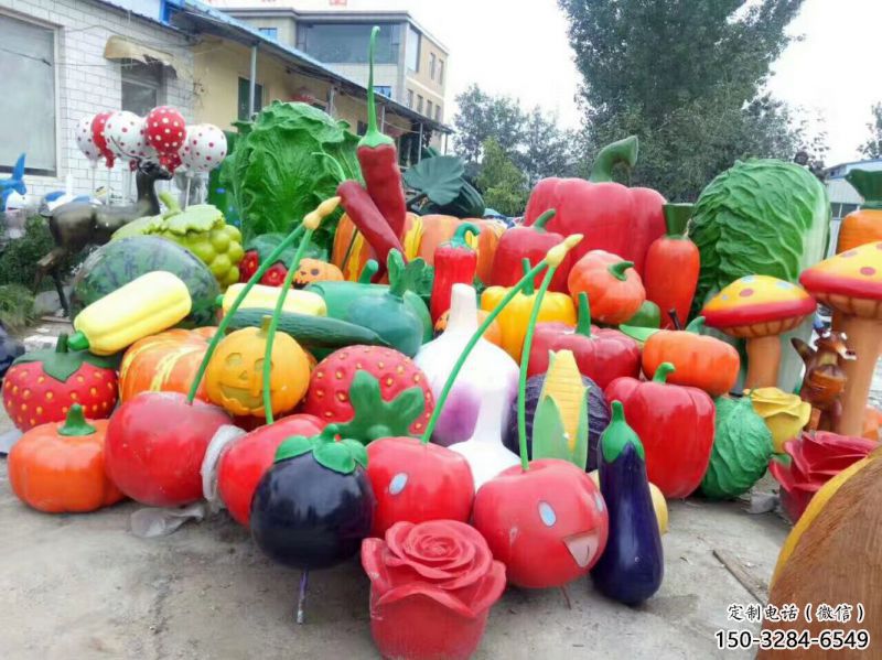 抽象果籃雕塑制造，校園雕塑，辣椒果籃雕塑展品