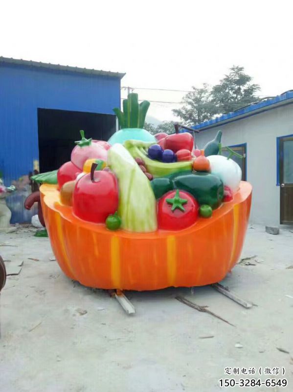 展示果籃雕塑定制，小區雕塑，南瓜果籃雕塑提供