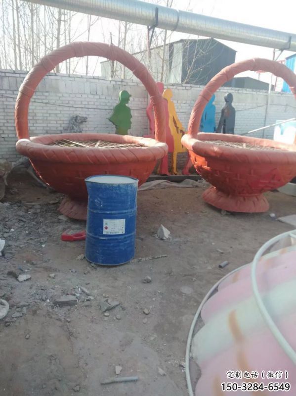 文化果籃雕塑專供，景區雕塑，葡萄果籃雕塑提供