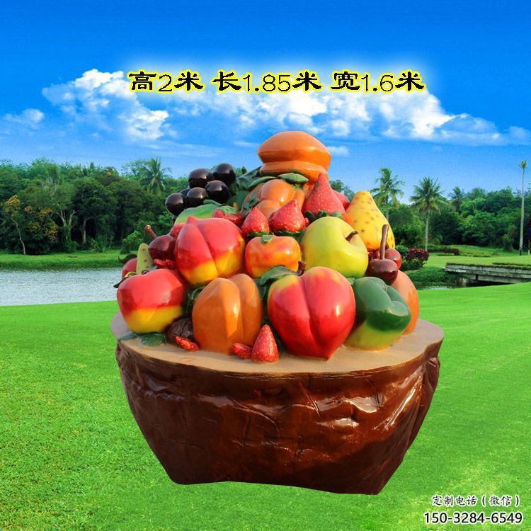 果籃雕塑訂做，室外軟裝，鐵藝果籃雕塑供應(yīng)