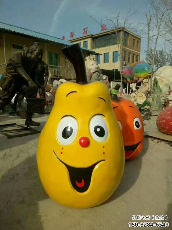 果籃雕塑定制，城市裝飾，花園鴨梨果籃雕塑承接