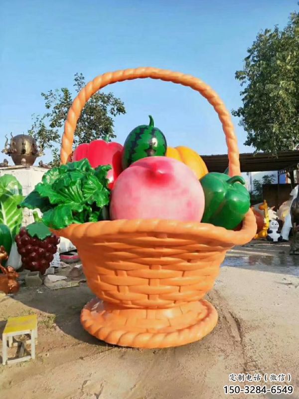 果籃雕塑定做，公園小品，戶(hù)外鴨梨果籃雕塑供應(yīng)