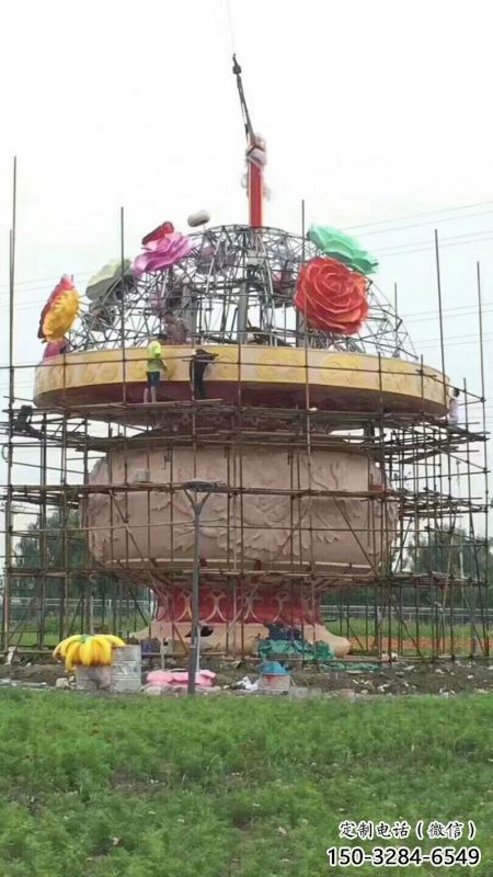 現代花籃雕塑承接，歐式風格，校園廣場不銹鋼花籃雕塑精選