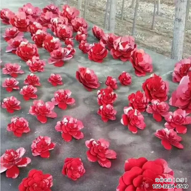 抽象花籃雕塑制造，公園雕塑，鏡面玫瑰花花籃雕塑展品