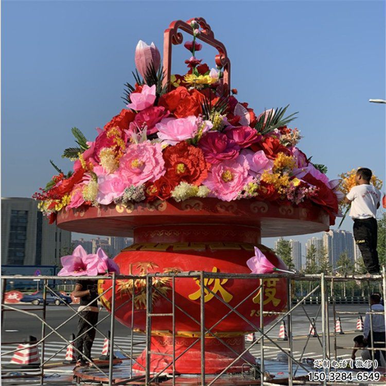大型花籃雕塑定制，多彩藝術(shù)，城市花籃雕塑定價
