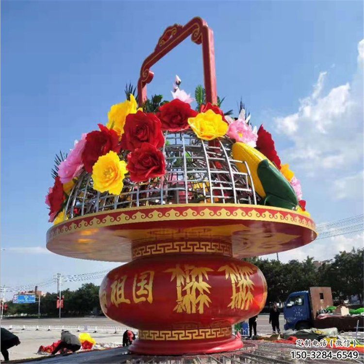 玻璃鋼花籃雕塑供應，靜態雕塑，景區花籃雕塑展品
