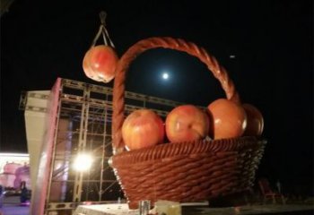 果籃系列優(yōu)選，陸地擺件，廣場桃子果籃雕塑供給