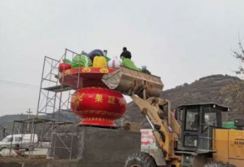 環境景觀花籃雕塑批發，烤漆工藝，園林小品玻璃鋼花籃雕塑承接