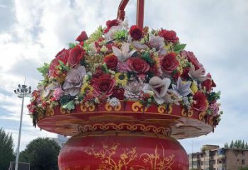 廣場花籃雕塑，抽象水景雕塑，抽象效果