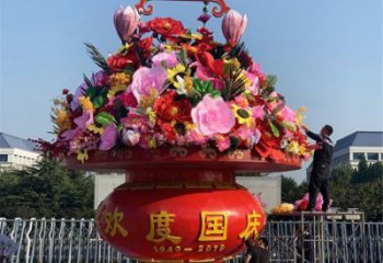 景區花籃雕塑，仿真歐式雕塑，鐵藝材質