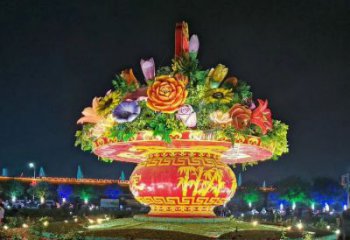 花籃雕塑定制，露天雕塑，景觀花籃雕塑展品