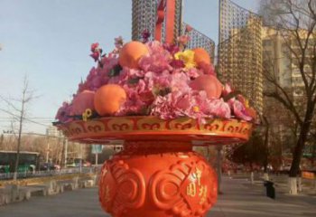 景觀花籃雕塑特供，標識雕塑，旅游區(qū)花籃雕塑定制