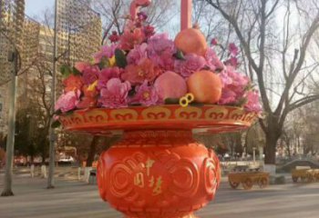 門口花籃雕塑訂做，戶外雕塑，旅游區(qū)花籃雕塑供給