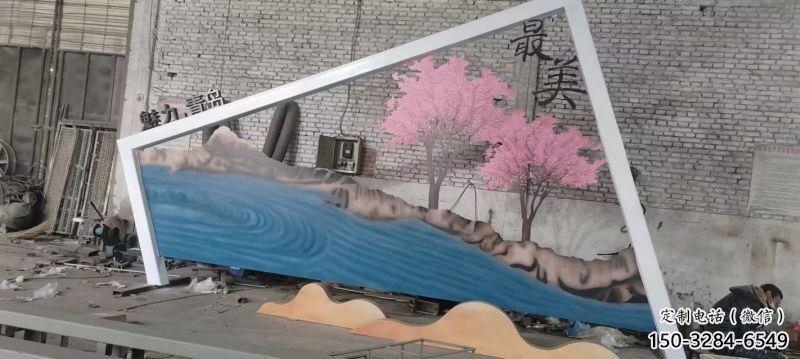 城市標(biāo)識景墻雕塑，仿真樹背景墻雕塑