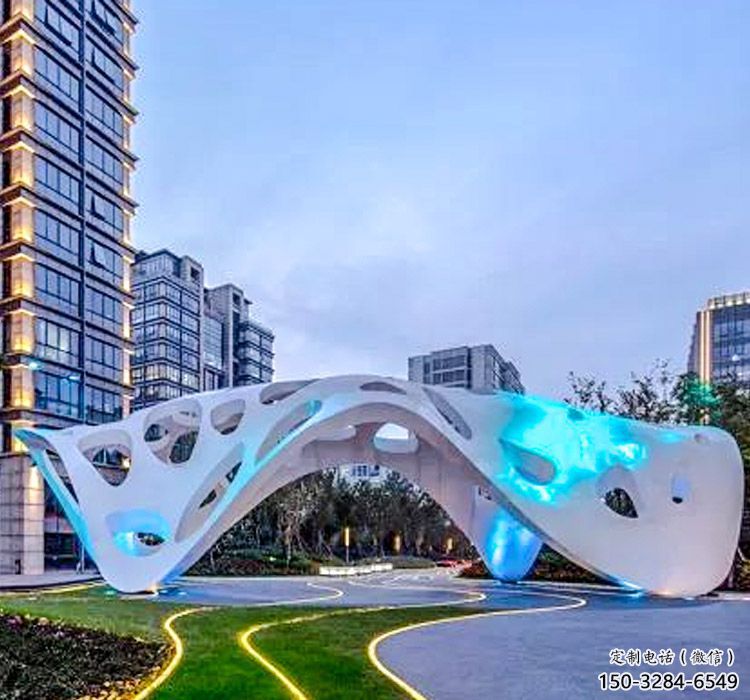 抽象美學(xué)景觀不銹鋼廊架雕塑