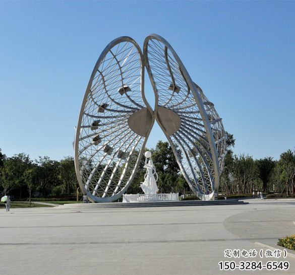 戶外不銹鋼鏤空貝殼廊架雕塑