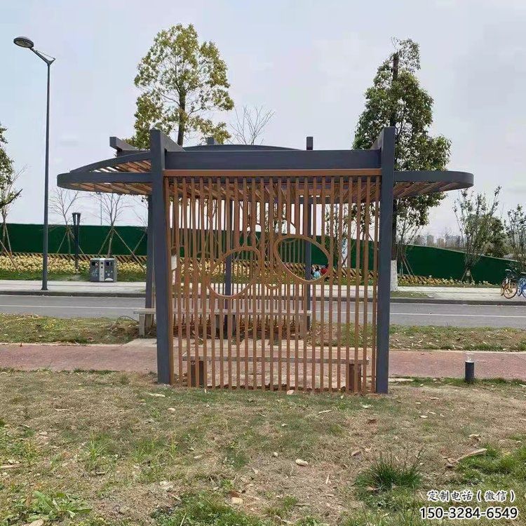 簡約不銹鋼廊架雕塑小品