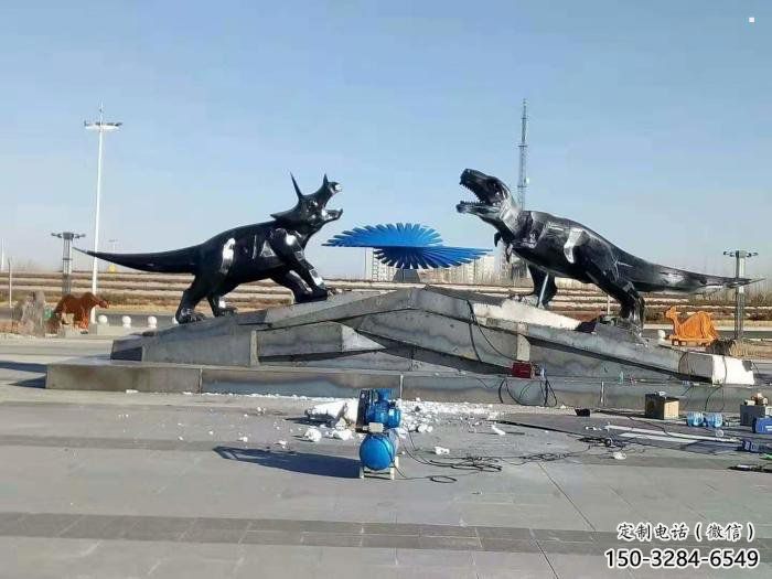 仿真恐龍雕塑精選，美陳雕塑，鍛鋼幾何恐龍雕塑通用