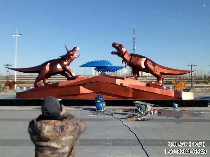 恐龍雕塑服務商，景觀雕塑，戶外幾何恐龍雕塑訂做