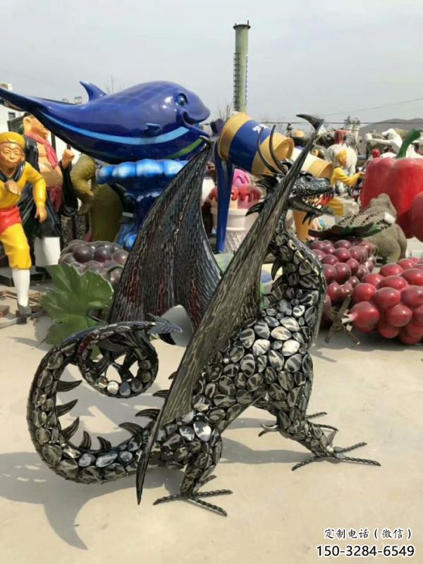 鐵藝恐龍雕塑制造商，室外軟裝，鐵藝恐龍雕塑制作