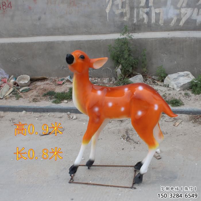 大型小鹿雕塑，彩繪工藝，玻璃鋼動(dòng)物雕塑擺件