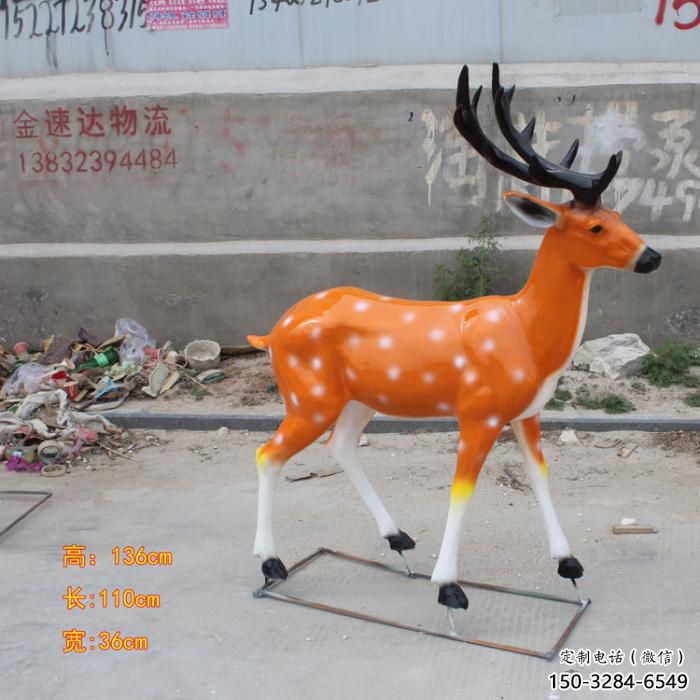 仿真小鹿雕塑，彩繪工藝，玻璃鋼動物雕塑廠家
