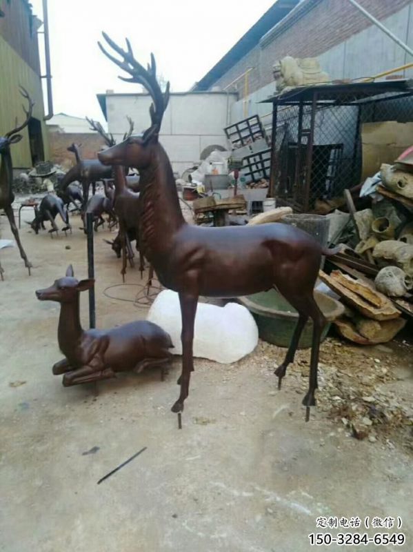 小鹿雕塑生產(chǎn)商，街頭藝術，藝術仿銅小鹿雕塑精選