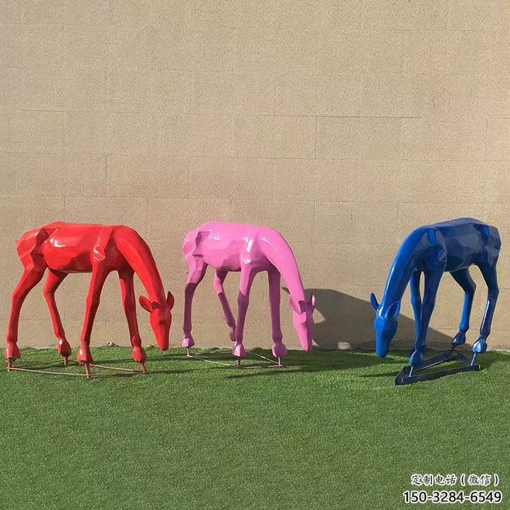 彩繪小鹿雕塑通用，花園小品，景觀烤漆小鹿雕塑優價