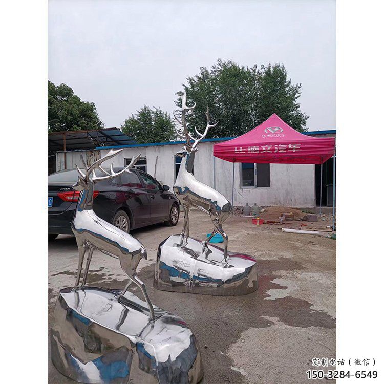 現(xiàn)代小鹿雕塑定制，中式工藝，鏡面仿真小鹿雕塑優(yōu)價(jià)