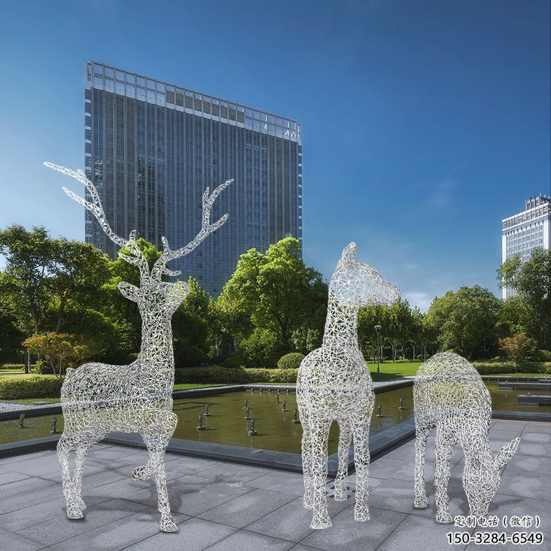 梅花鹿雕塑常用，景觀概念，鏤空梅花鹿雕塑展品