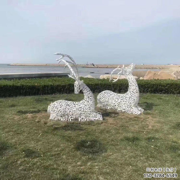 編織小鹿雕塑通用，街道標識，仿真鏤空小鹿雕塑承接