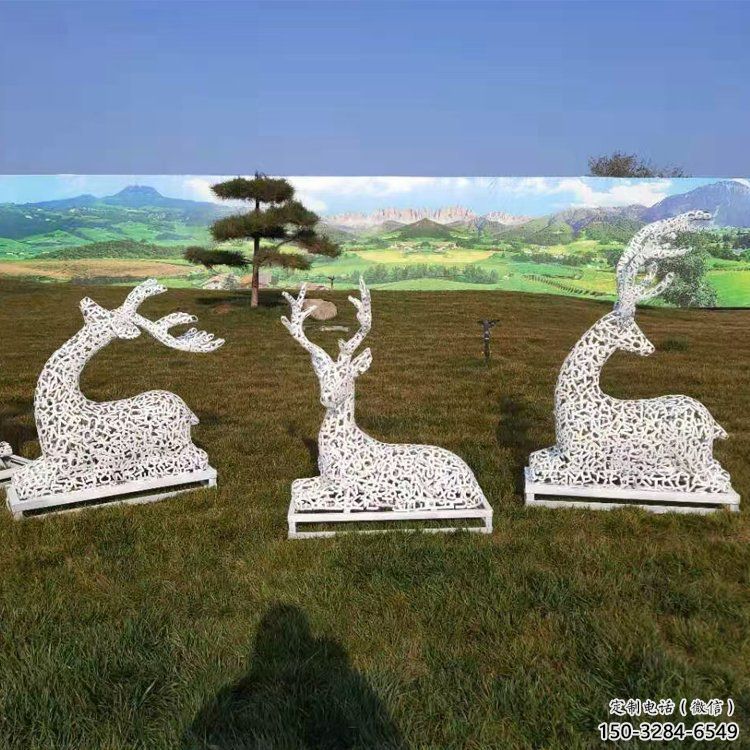 小鹿雕塑工廠選用，街道標(biāo)識，園林鏤空小鹿雕塑批發(fā)