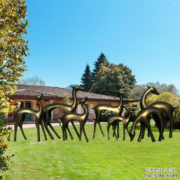 景觀小鹿雕塑預定，幾何構件，抽象銅鹿雕塑選定