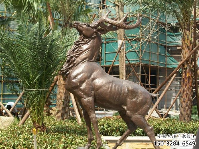 銅小鹿雕塑觀賞型，小區雕塑，小鹿銅雕塑優價