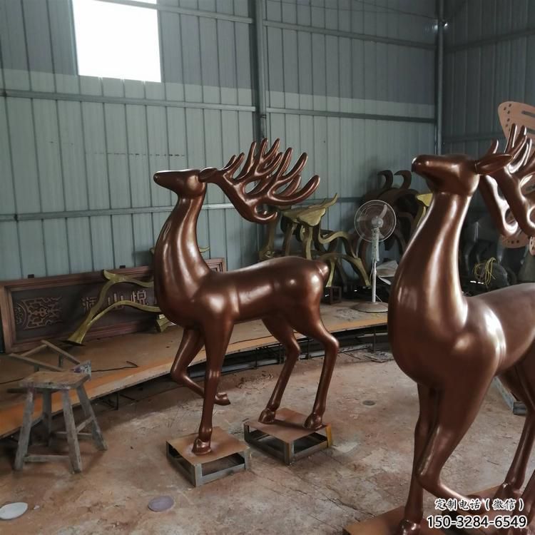 室內馴鹿雕塑，拉絲海洋雕塑，抽象效果
