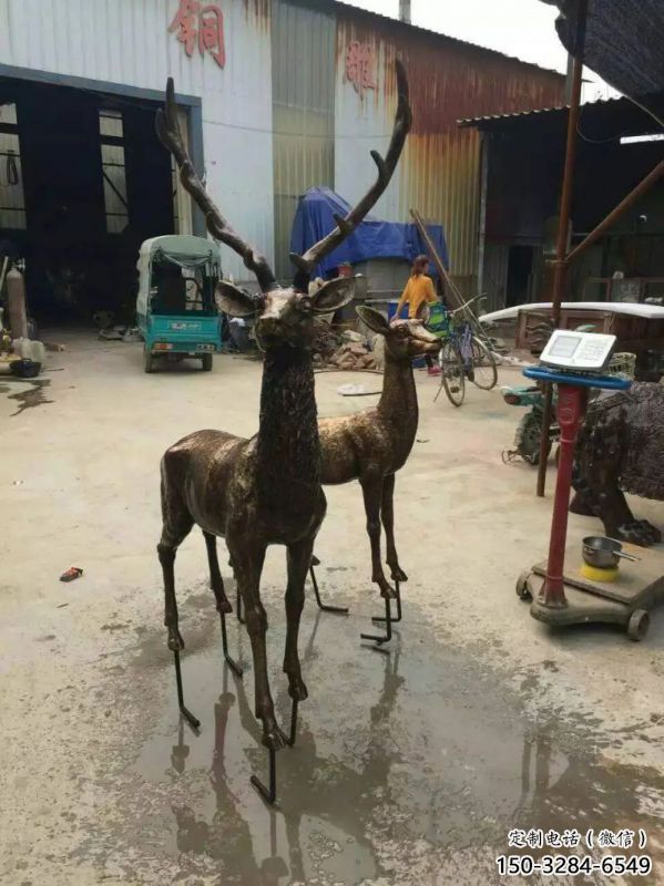 銅鹿雕塑，鑄銅動物雕塑