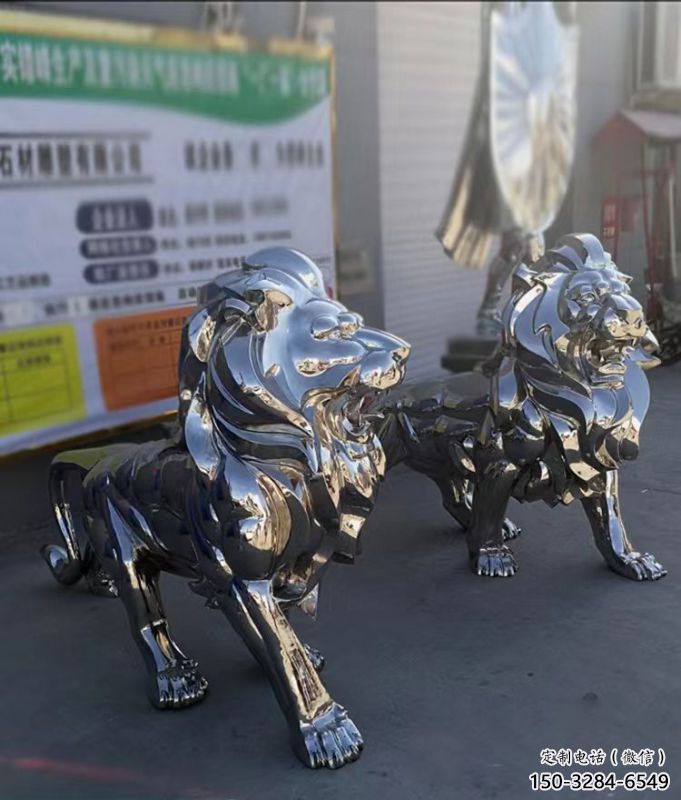雕塑獅子景觀制造，街景小品，不銹鋼獅子雕塑優(yōu)價